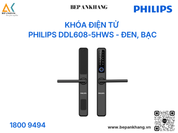 Khóa điện tử PHILIPS DDL608-5HWS - Đen, bạc
